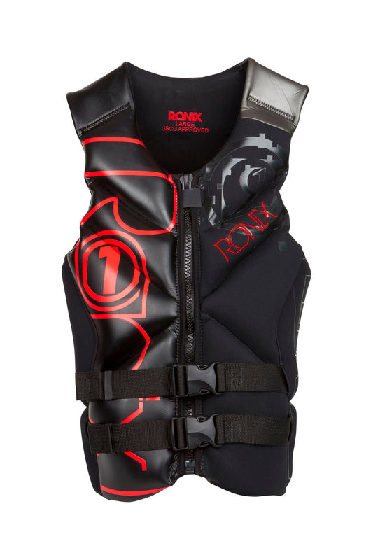 2012 Ronix  One - Capella Front Zip CGA Life Vest Black / Red XXL