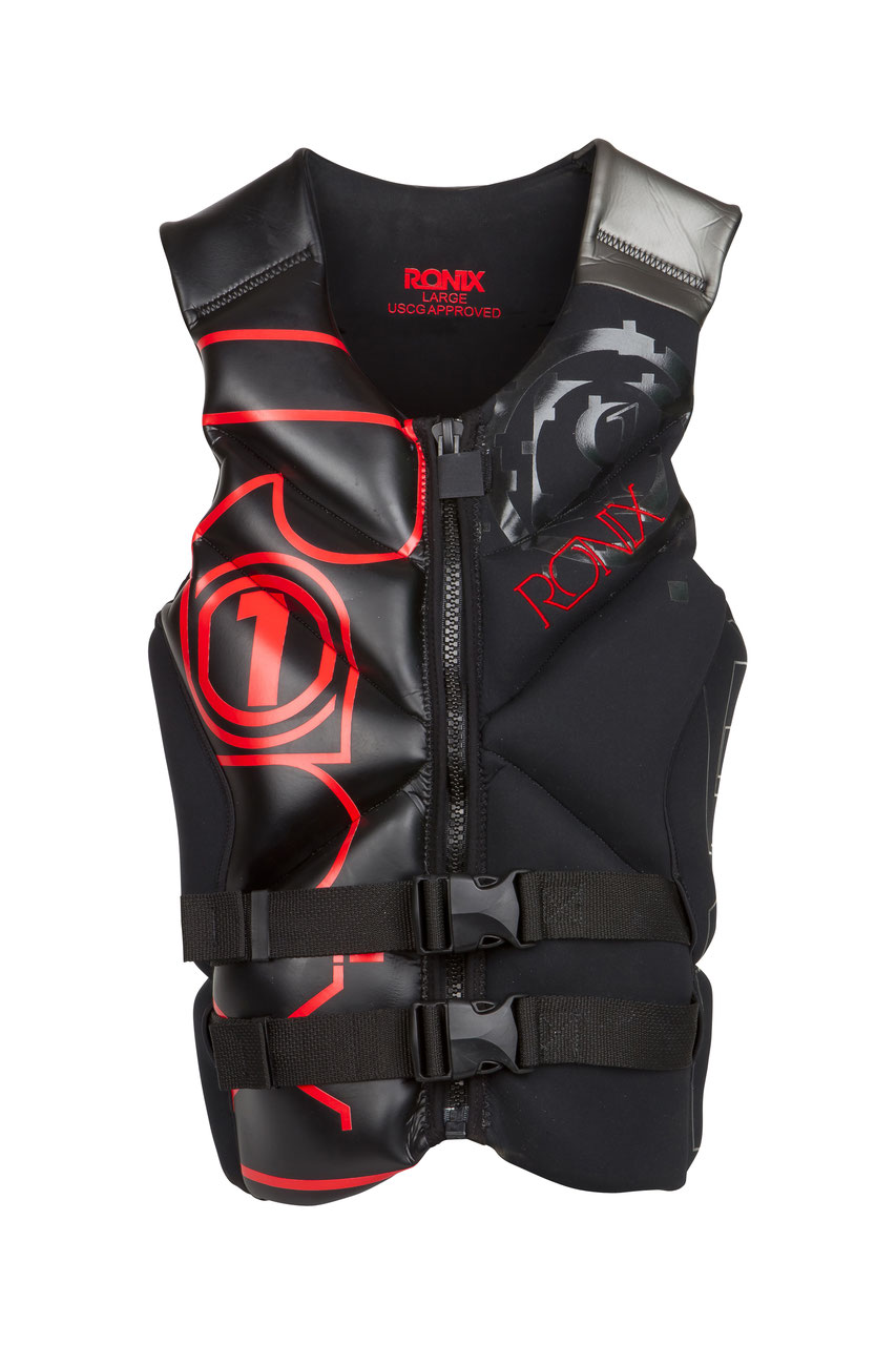 2012 Ronix  One - Capella Front Zip CGA Life Vest Black / Red XXL